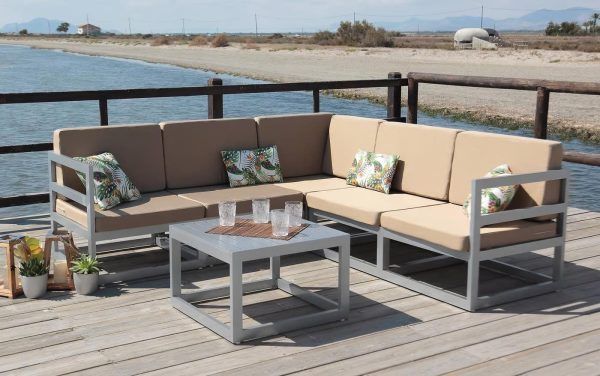 Conjunto rinconera aluminio plata exterior Burgos 7