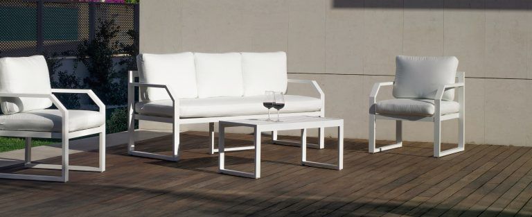 Set de muebles elegantes para terraza y jardín aluminio blanco Elsa