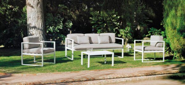 Conjunto de muebles de aluminio blanco para terraza Martina