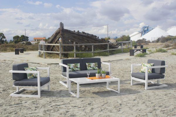 Conjunto de jardín con sofá de 2 plazas en aluminio Alhama 7