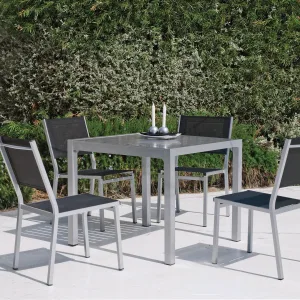 mesa cuadrada para jardín fabricada en aluminio Melea