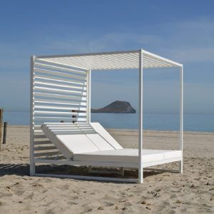 Cama Balinesa de aluminio blanco Santorini