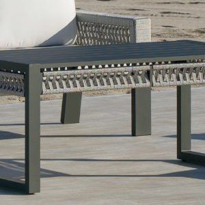 Mesa baja para jardín de aluminio y cuerda trenzada Estambul 135