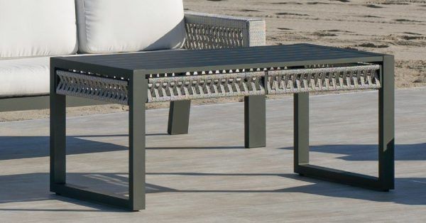 Mesa baja para jardín de aluminio y cuerda trenzada Estambul 135