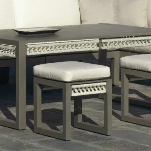 Mesa baja para jardín de aluminio y cuerda trenzada Estambul