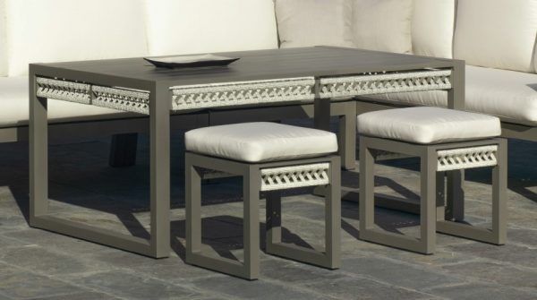 Mesa baja para jardín de aluminio y cuerda trenzada Estambul