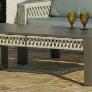 Mesa baja para jardín de aluminio y cuerda trenzada Estambul