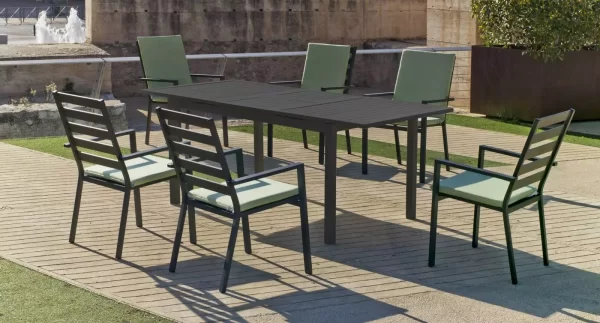 Conjunto Mesa de comedor extensible para jardín de aluminio Palma