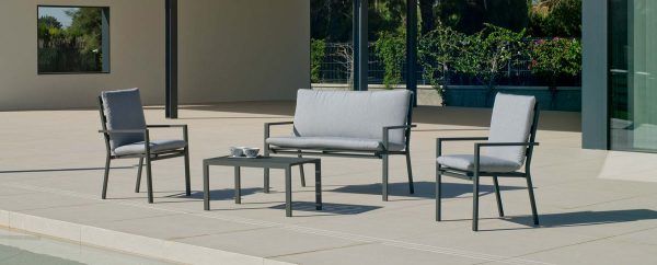 Mesa baja rectangular de aluminio gris antracita para terraza Standard