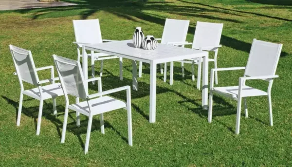 Mesa comedor aluminio blanco Palma 135
