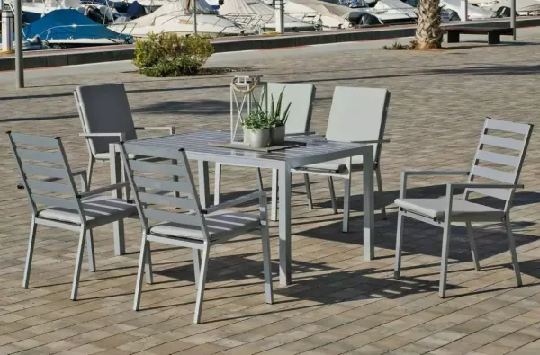 Mesa comedor aluminio plata Palma