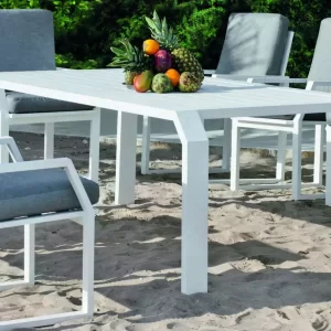 Mesa de comedor para jardín de aluminio blanco Zafiro