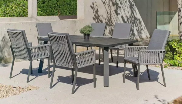 Mesa para jardín rectangular de aluminio antracita Dalas