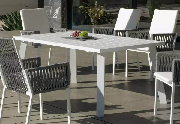 Mesa para jardín rectangular de aluminio blanco Dalas