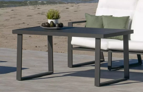 Mesa rectangular de comedor para jardín de aluminio antracita Bolonia