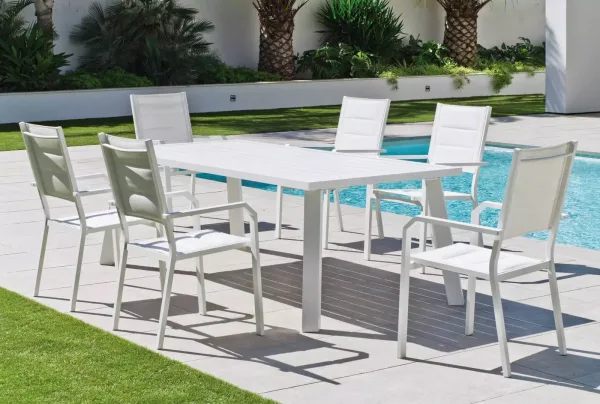 Set Mesa para jardín rectangular de aluminio Dalas