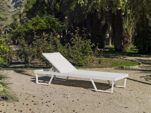 Tumbona de jardín reclinable aluminio blanco Costablanca