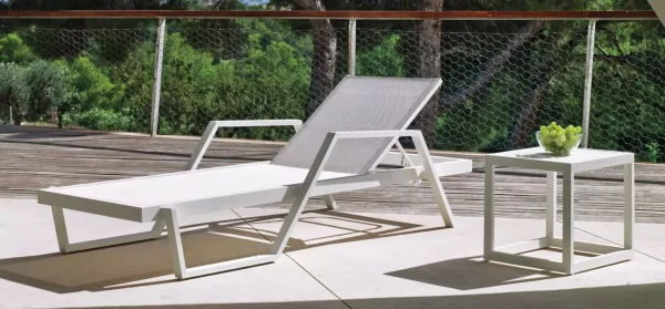 cama de jardín apilable de aluminio blanco Milena