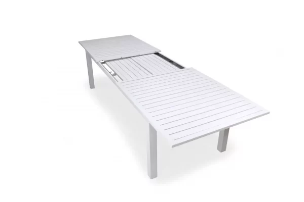 mesa de comedor extensible para jardín fabricada en aluminio blanco Orinoco