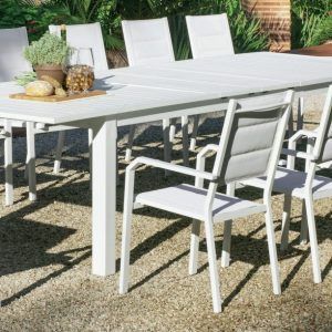 Conjunto de jardín aluminio blanco 12 sillas + mesa Orinoco