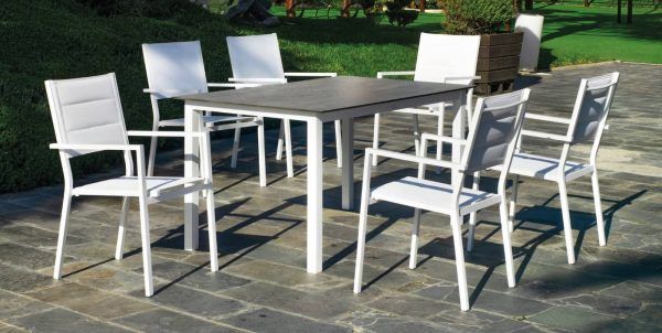 Conjunto de comedor para jardín con mesa rectangular y 6 sillas Palma