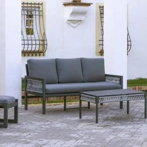 Conjunto sofá 3 plazas cuerda y aluminio exterior Alhambra 7