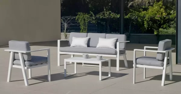 Set para jardín de aluminio blanco Azores 8