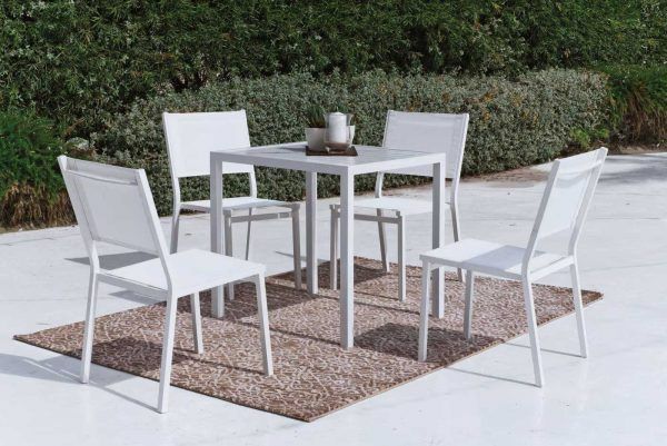 Silla apilable de exterior aluminio blanco Sion 2