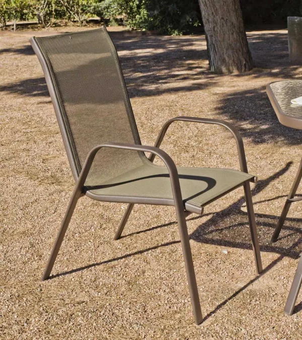 Silla con brazos apilable color bronce Macao 3