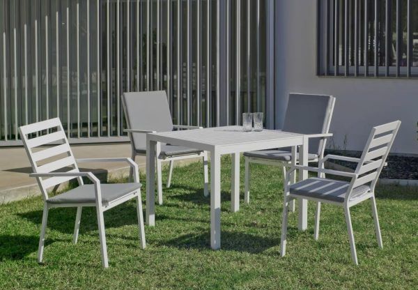 Silla con brazos para jardín blanca Caravel 3