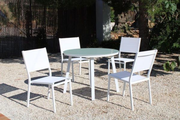 Silla de exterior aluminio blanco Sion 2