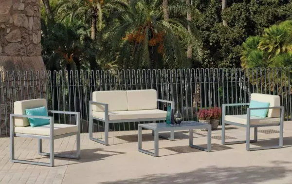 Conjunto de muebles para jardín en aluminio plata Munich