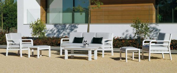 Conjunto de sofás 3 plazas blanco para exterior gran confort Camelia 10