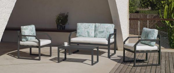 Conjunto exterior sofá 2 plazas aluminio antracita Génova