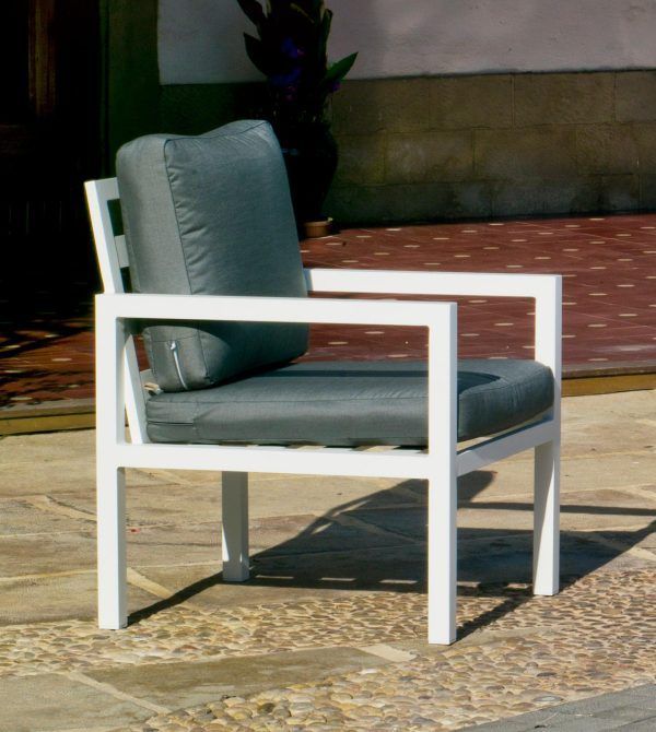 Sillón aluminio blanco para jardín Mandalay