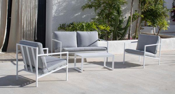 Conjunto de jardín de aluminio blanco: modelo Toscana 7