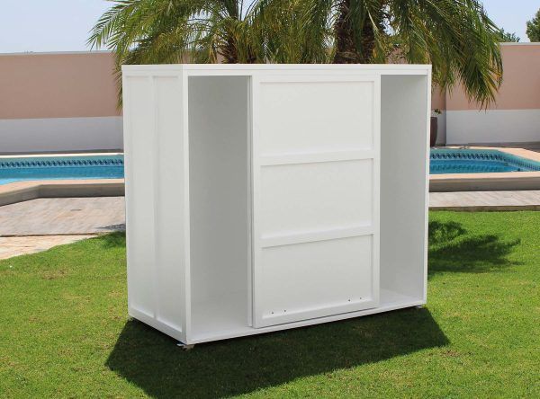 Armario de aluminio para exterior con puertas correderas y 4 estante