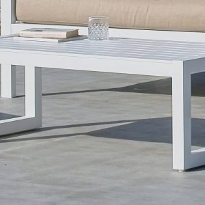 Mesa auxiliar moderna de aluminio blanco Alhama