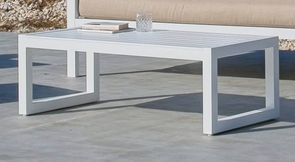 Mesa auxiliar moderna de aluminio blanco Alhama