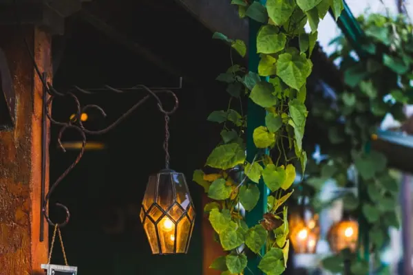 old beautiful hanging lamp outside in cafe garden 2024 09 15 22 30 48 utc 1 1