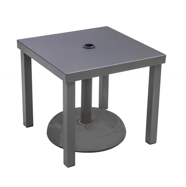Mesa de jardín cuadrada con agujero para sombrilla