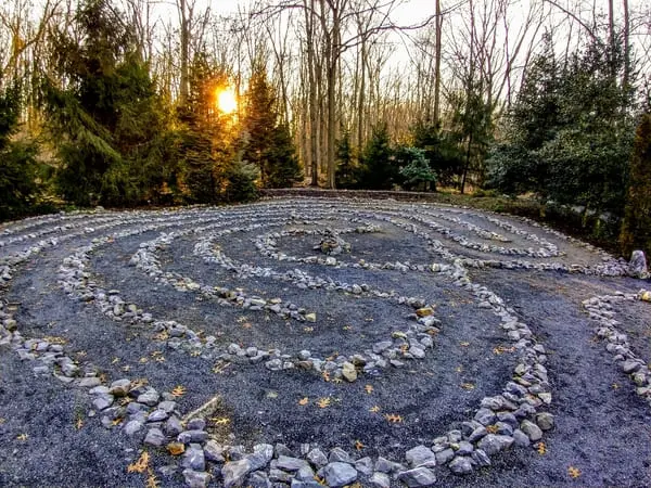 a stone labyrinth in the woods for mediation or sp 2025 03 11 18 26 46 utc 1 1