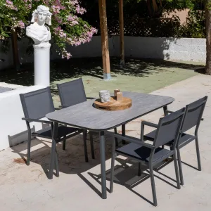 Conjunto de mesa y sillas de terraza de aluminio para 4 personas Mundra / Córcega