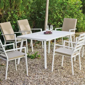 Mesa de comedor rectangular de aluminio blanco Versalia