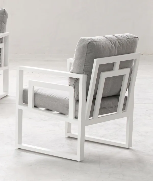 Vista trasera Sillón exterior premium de aluminio a precio económico Senia