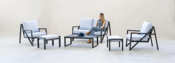 Set de aluminio ultraligero con líneas geométricas para terrazas modernas Albania 7