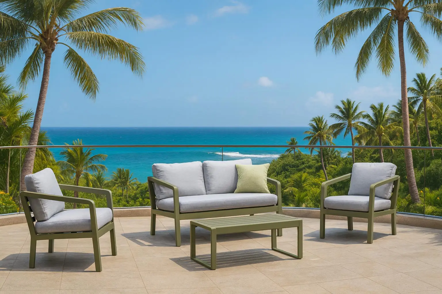 Conjunto de sofá y dos sillones para terrazas de diseño moderno Portofino 7