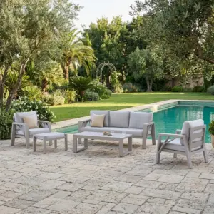 Conjunto sofá de exterior de diseño italiano 5 plazas