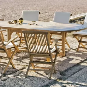 Mesa jardín extensible en madera de teka Seroni