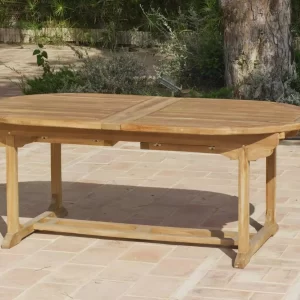 mesa ovalada extensible en madera de teka Amberes